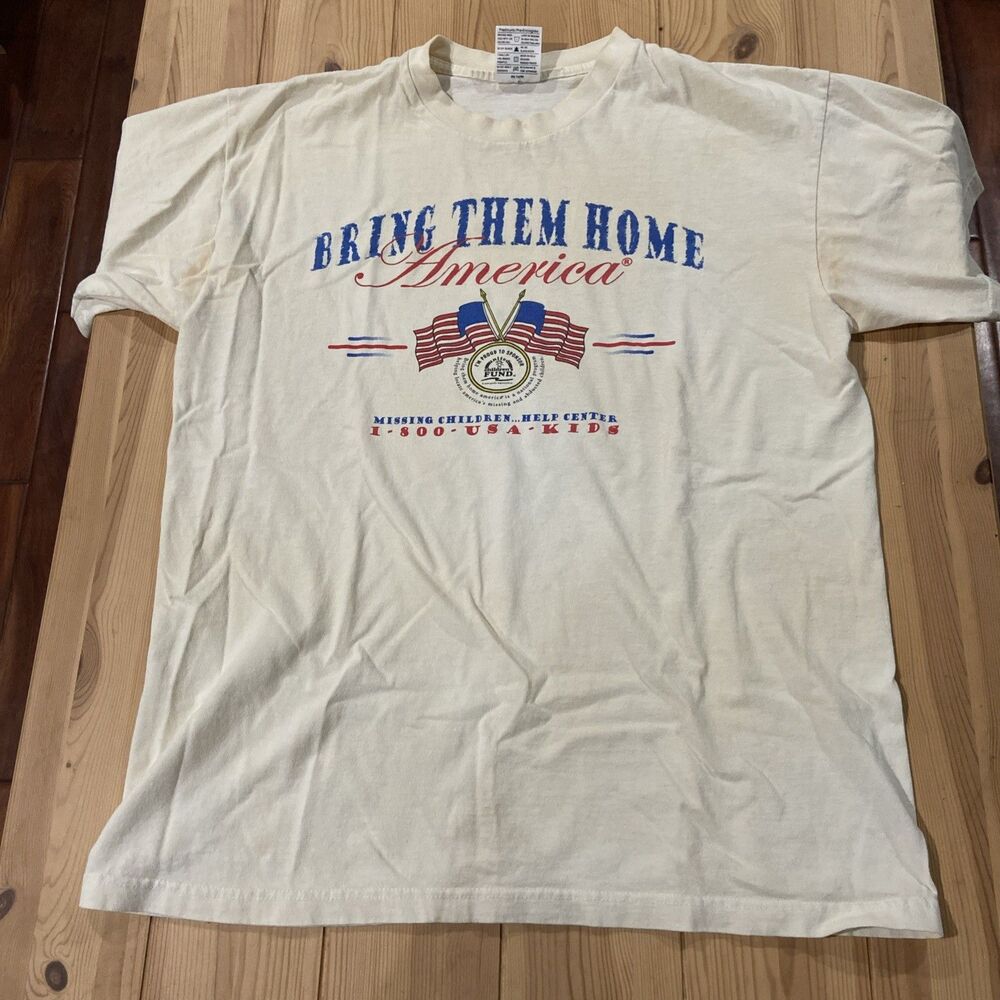 VTG 80s Missing Abducted Children Bring Them Home America True Crime t-shirt L